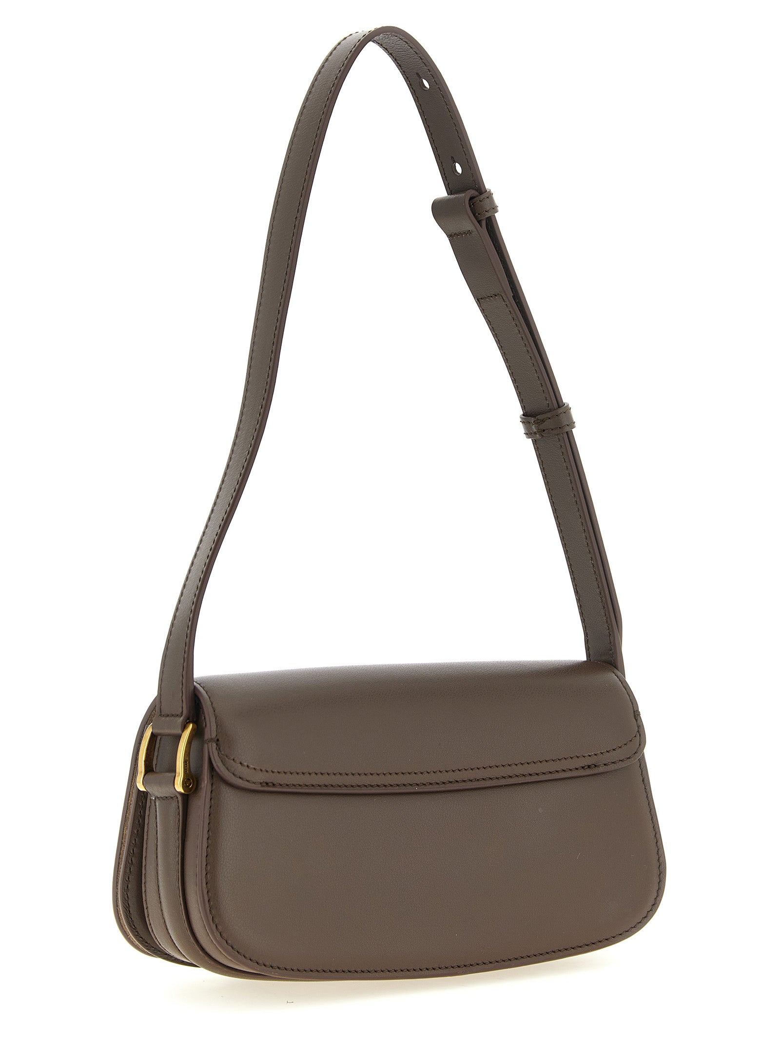 Ami Paris Braune Schultertasche aus Rindsleder
