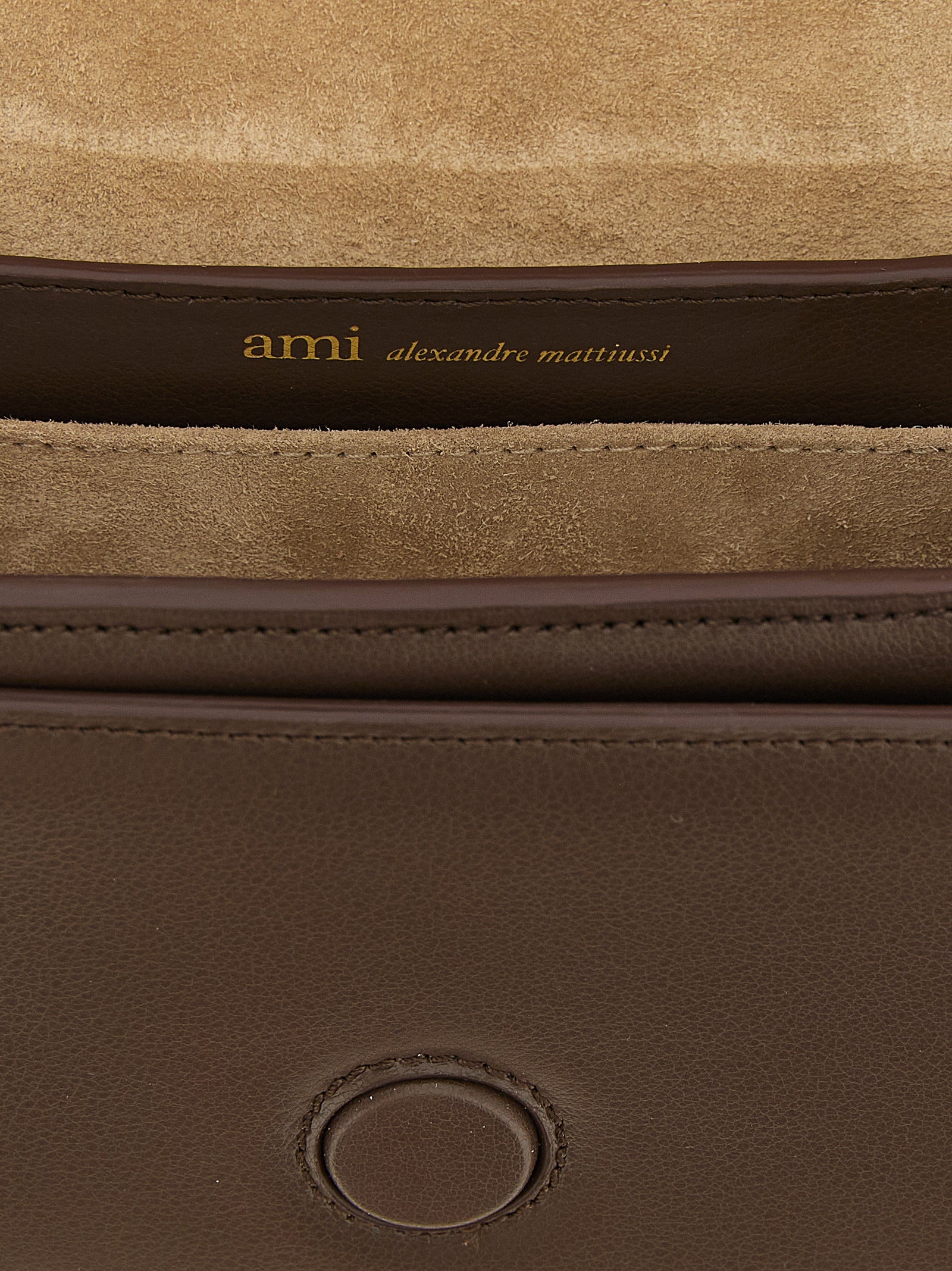 Ami Paris Braune Schultertasche aus Rindsleder