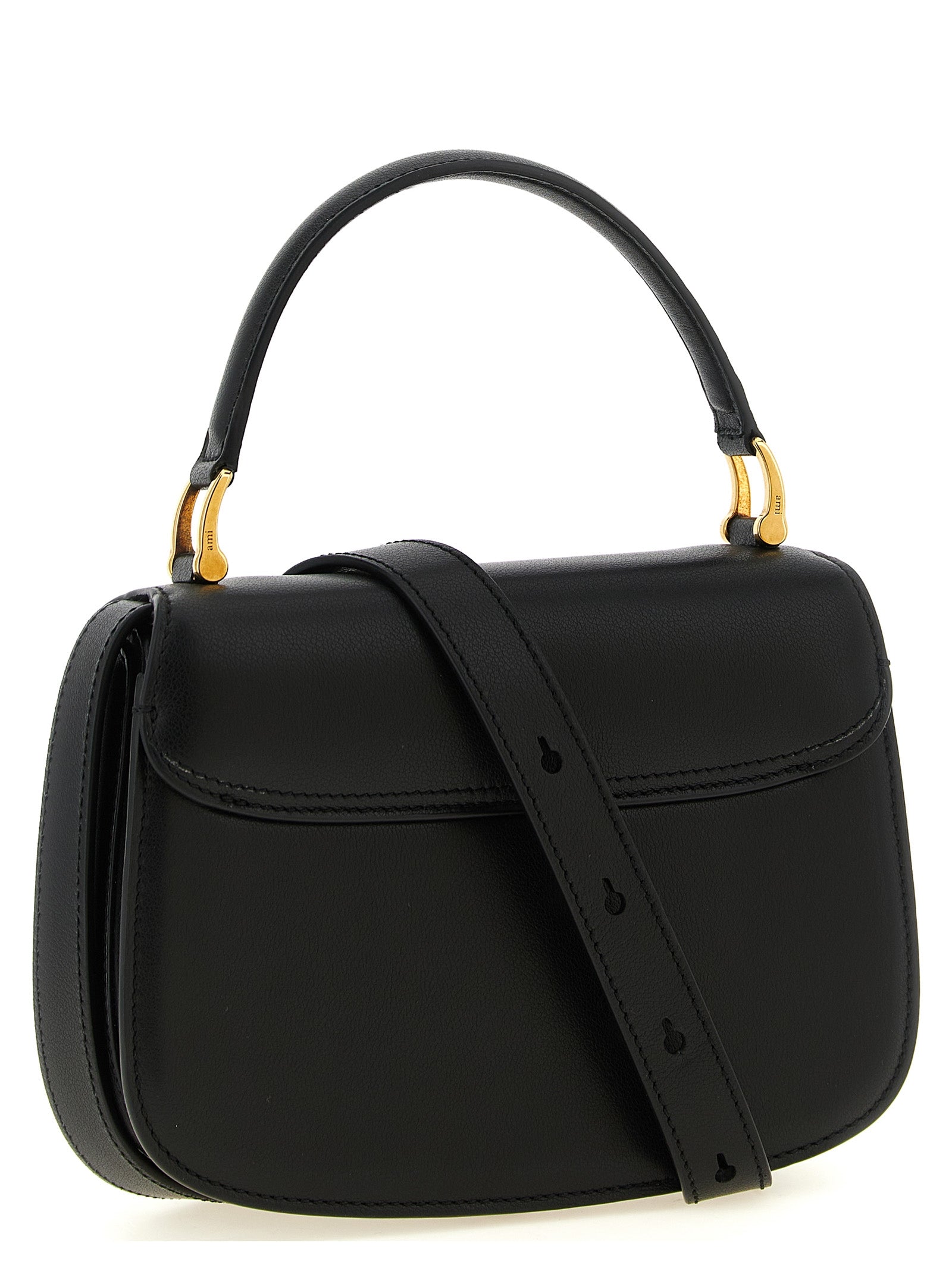 Ami Paris Schwarze Kalbsleder-Handtasche