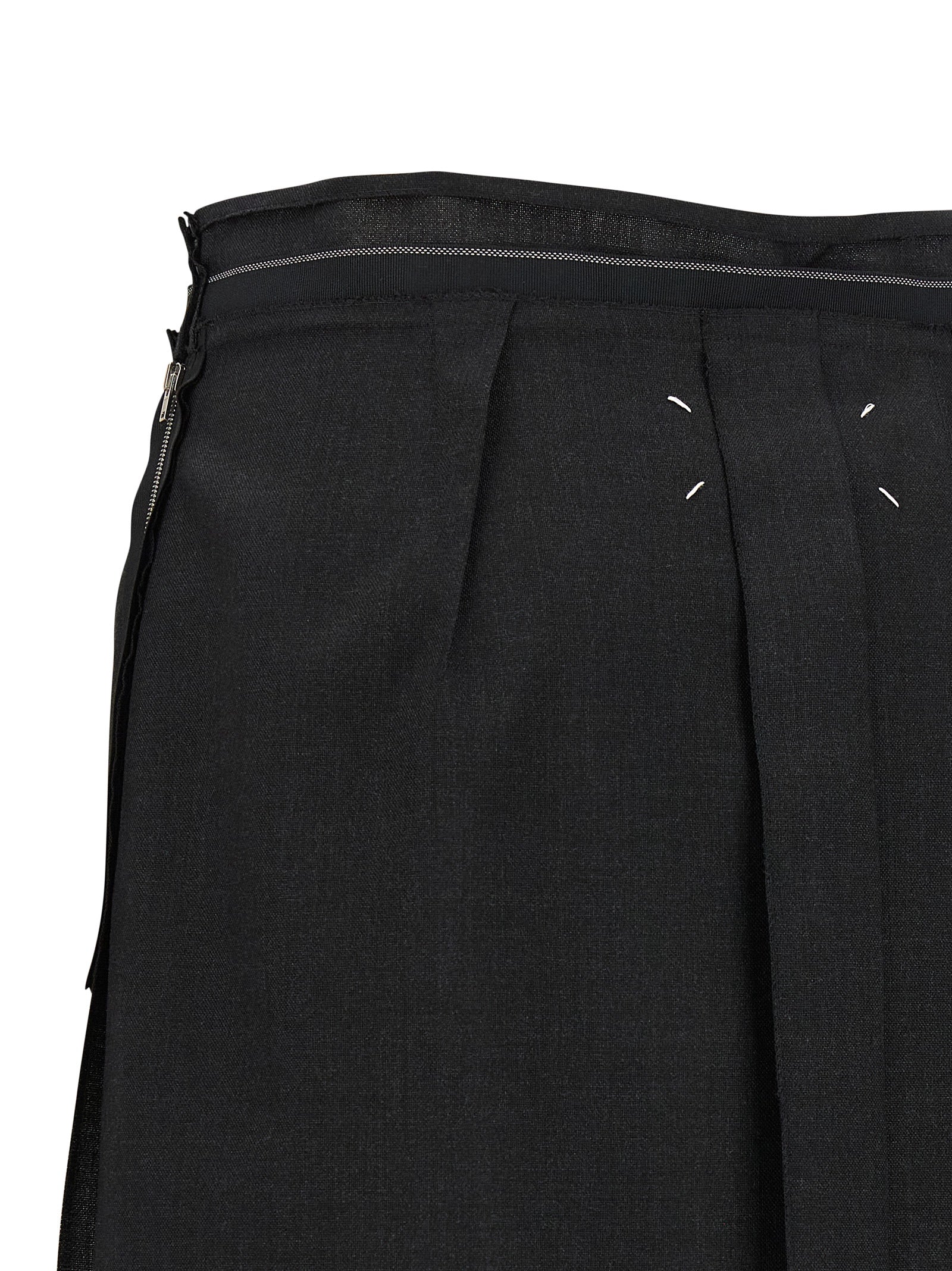 Maison Margiela Schwarzer Midirock aus Schurwolle