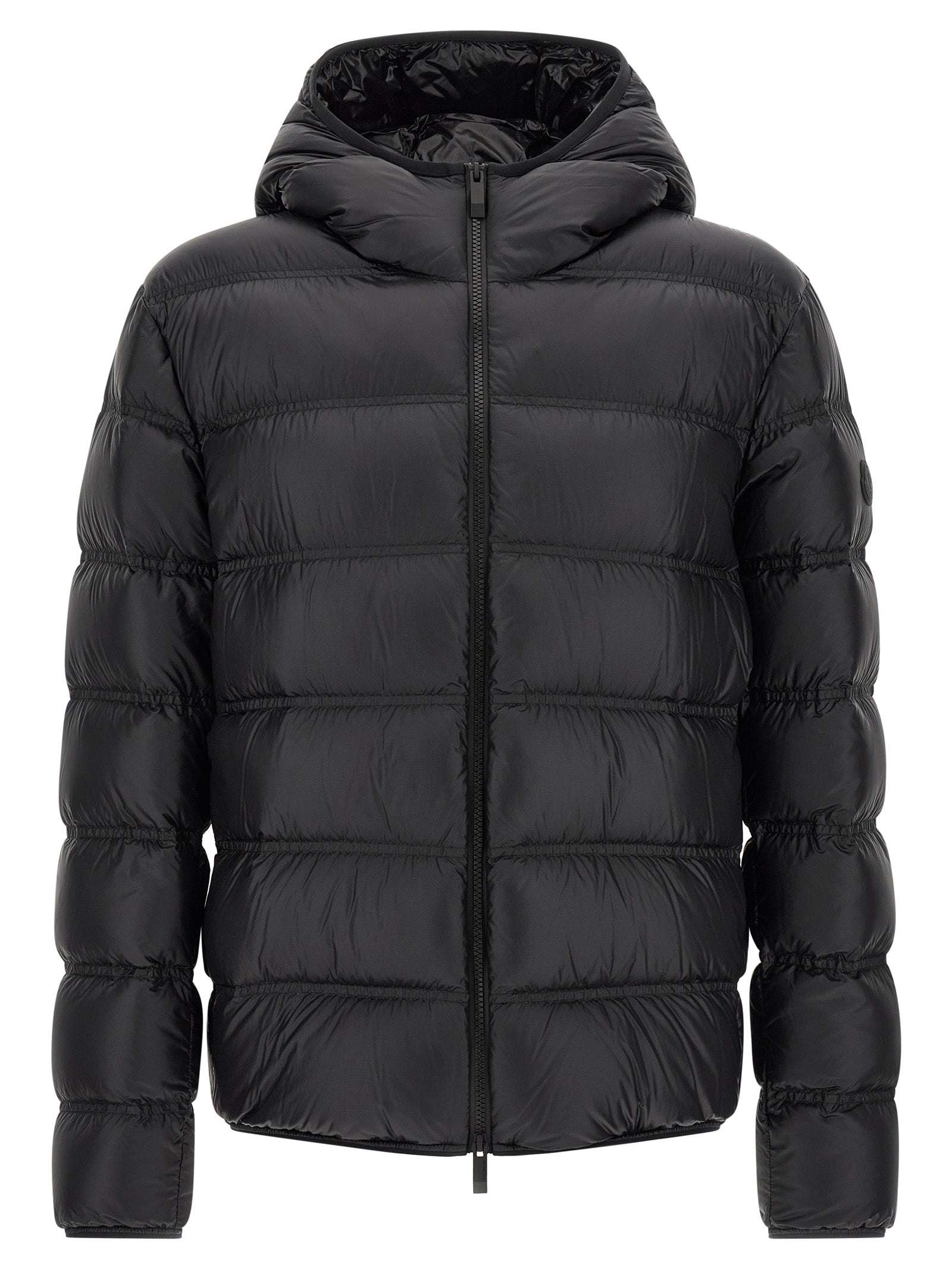 Moncler Schwarze Polyamid-Jacke in voller Länge