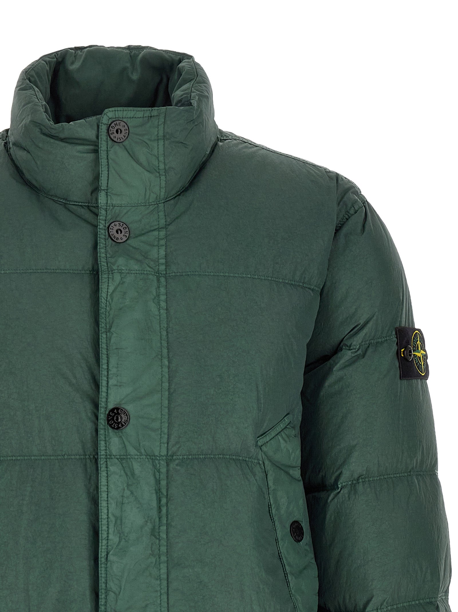 Stone Island Zweifarbige Polyamid-Steppjacke in voller Länge