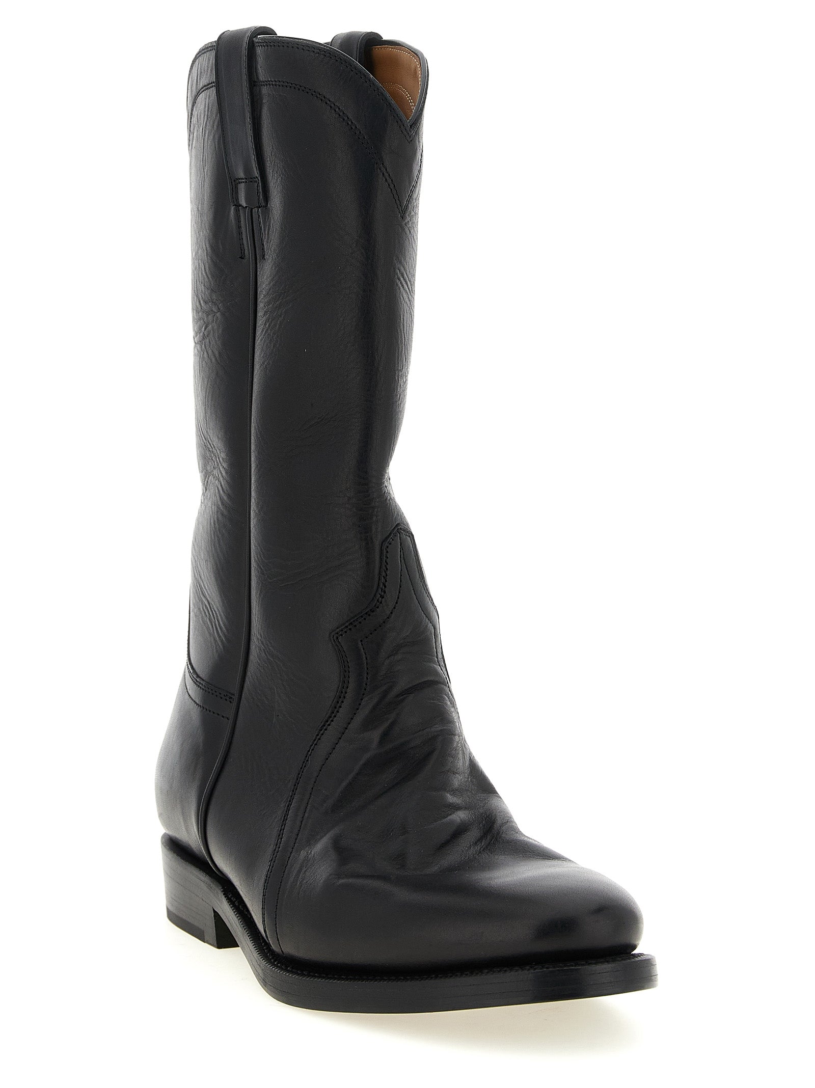 Jil Sander Schwarzes Kalbsleder Over-the-Knee