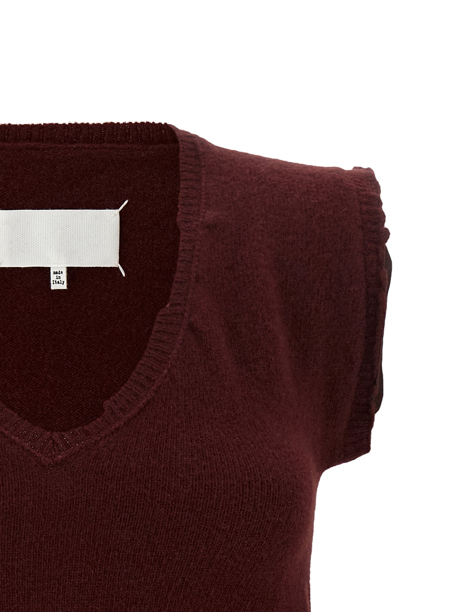 Maison Margiela Ärmellose Jacke aus bordeauxroter Schurwolle