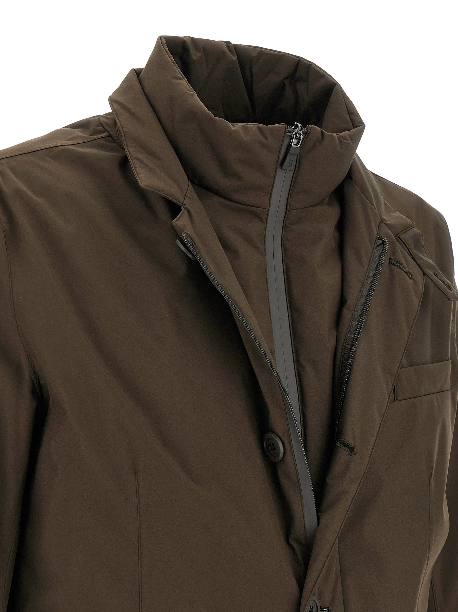 Herno Braune Polyester-Jacke in voller Länge