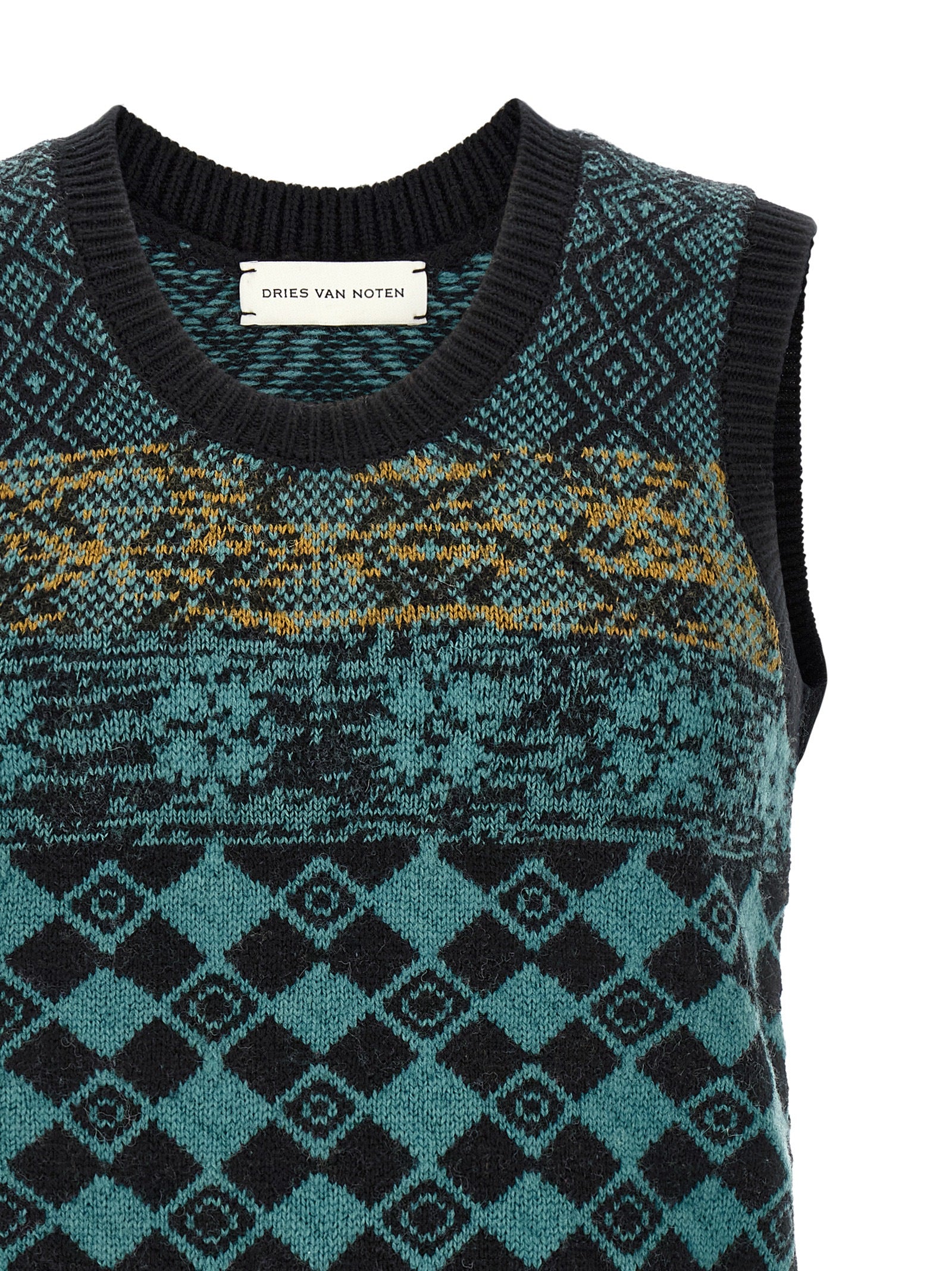 Dries Van Noten Mehrfarbige Wollstrickjacke