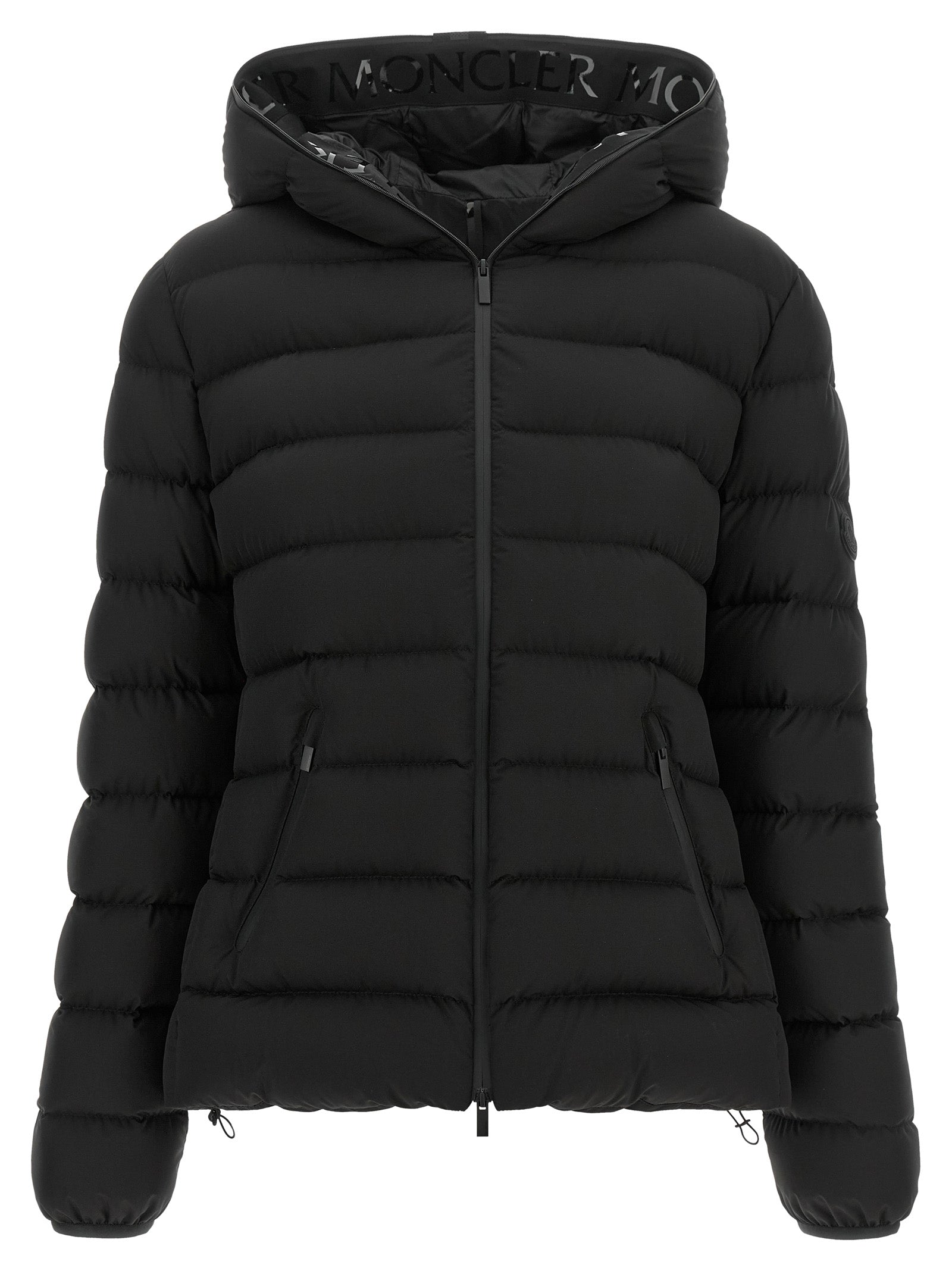 Moncler Schwarze Polyester-Jacke in voller Länge