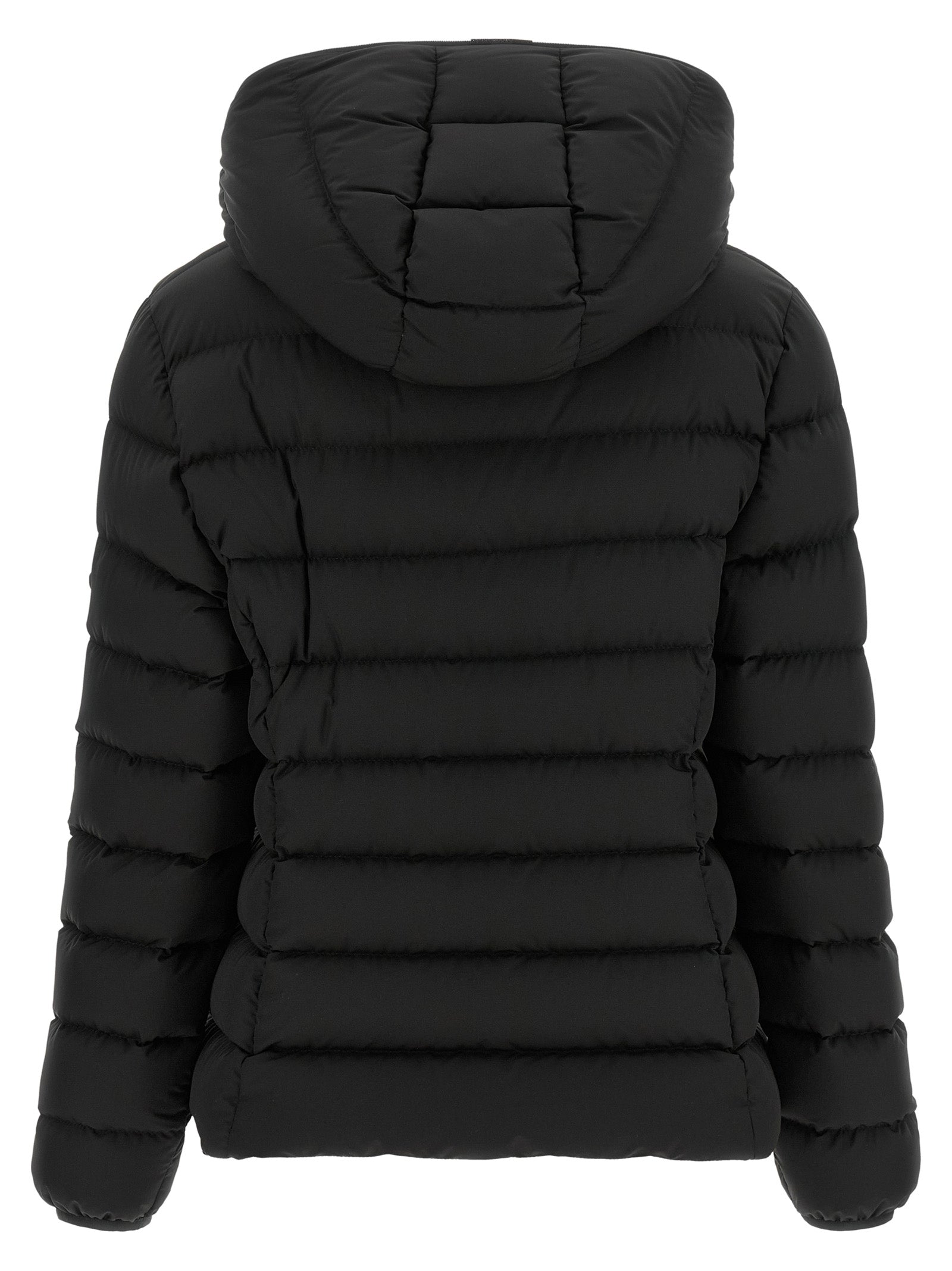 Moncler Schwarze Polyester-Jacke in voller Länge