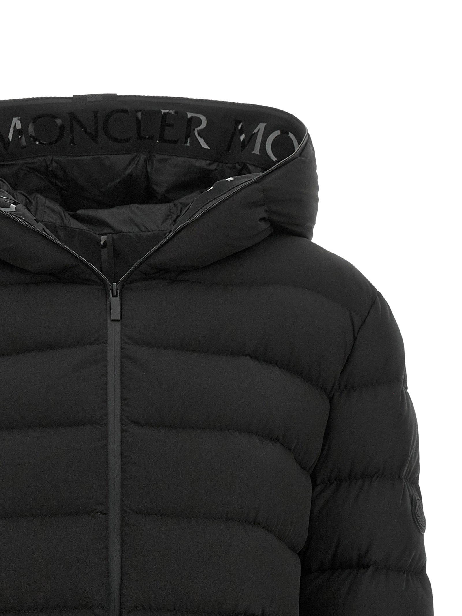 Moncler Schwarze Polyester-Jacke in voller Länge