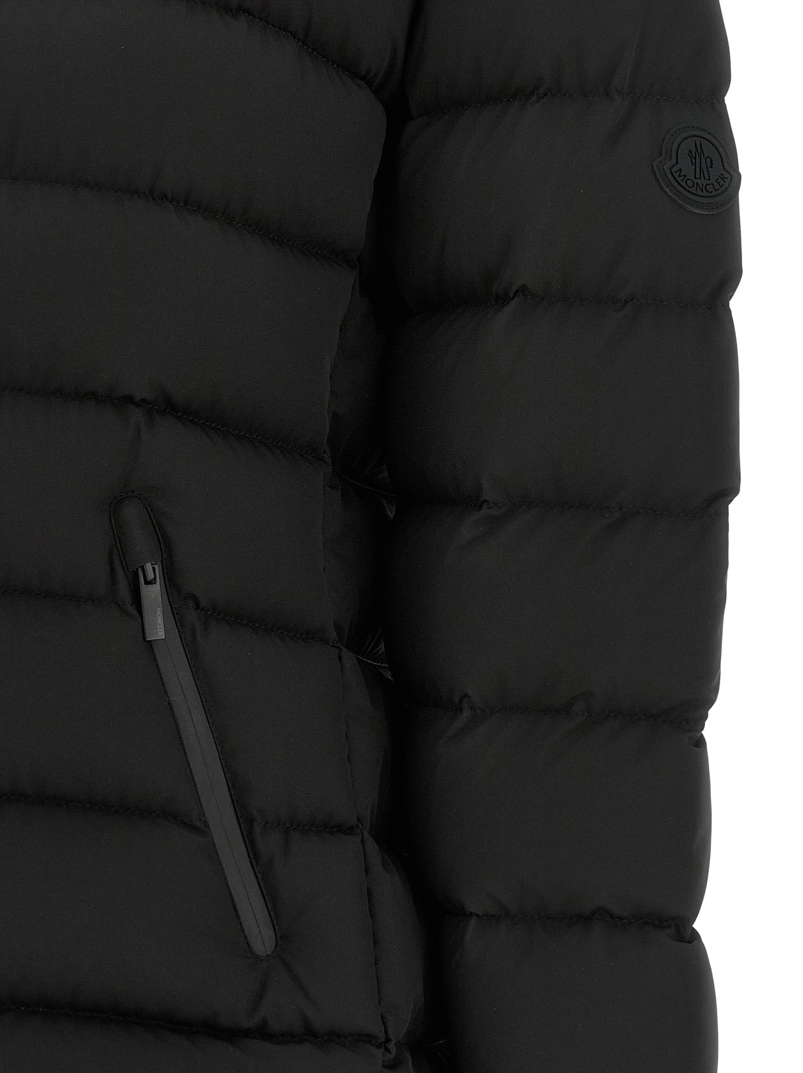 Moncler Schwarze Polyester-Jacke in voller Länge