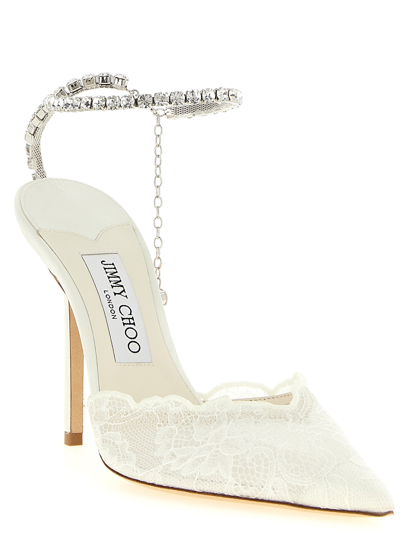 Jimmy Choo Weiße Tencel-Pumps mit hohem Absatz