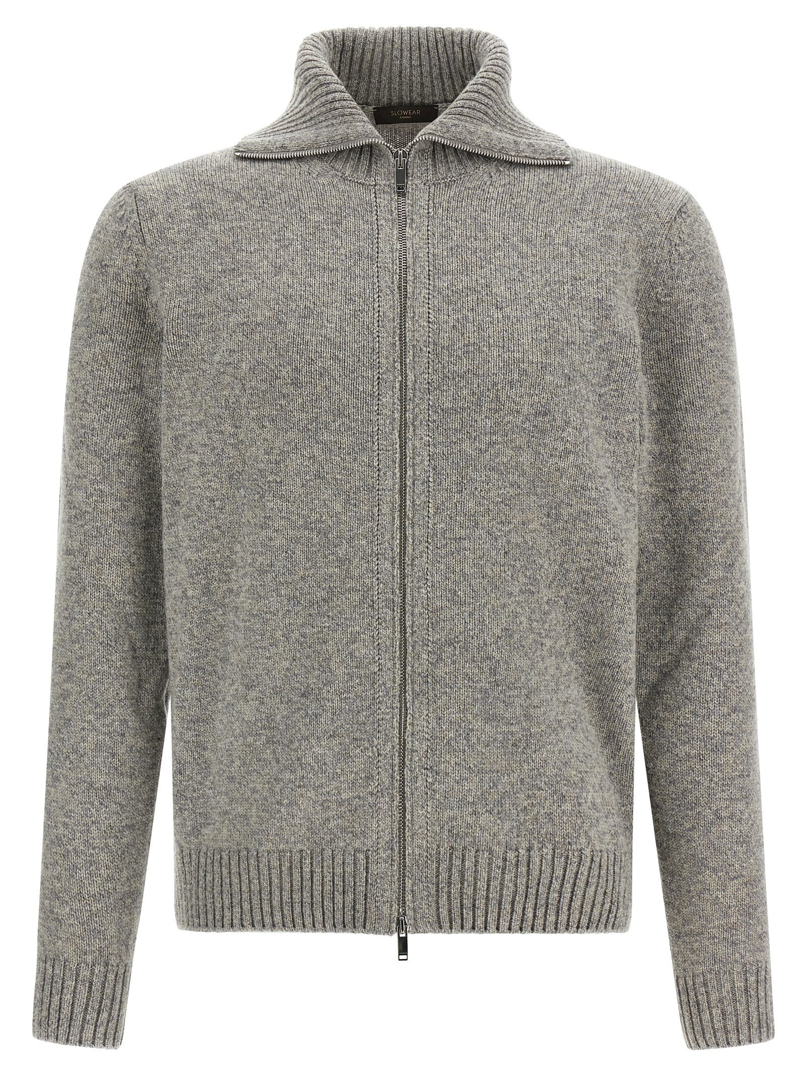 ZANONE Grauer Cardigan aus reiner Schurwolle