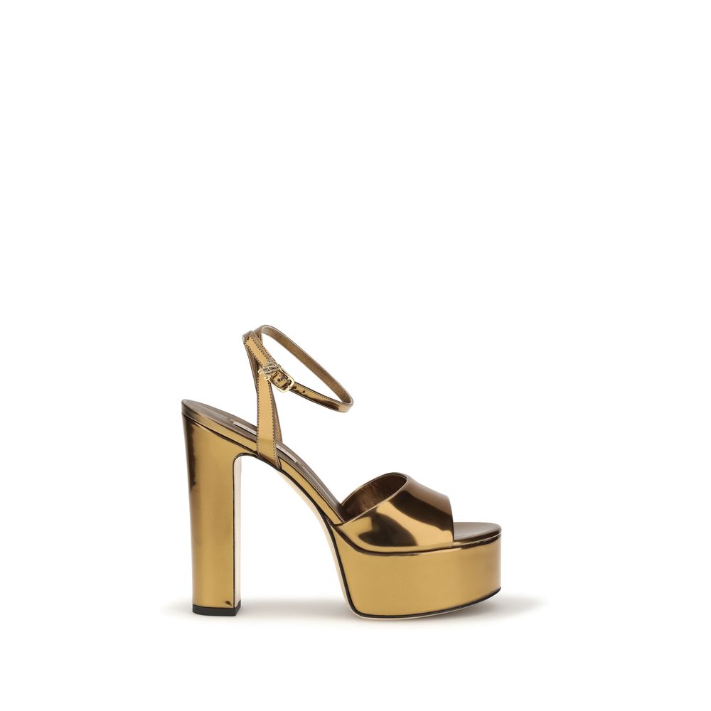 Casadei Plateau-Sandalen aus goldenem Polyester