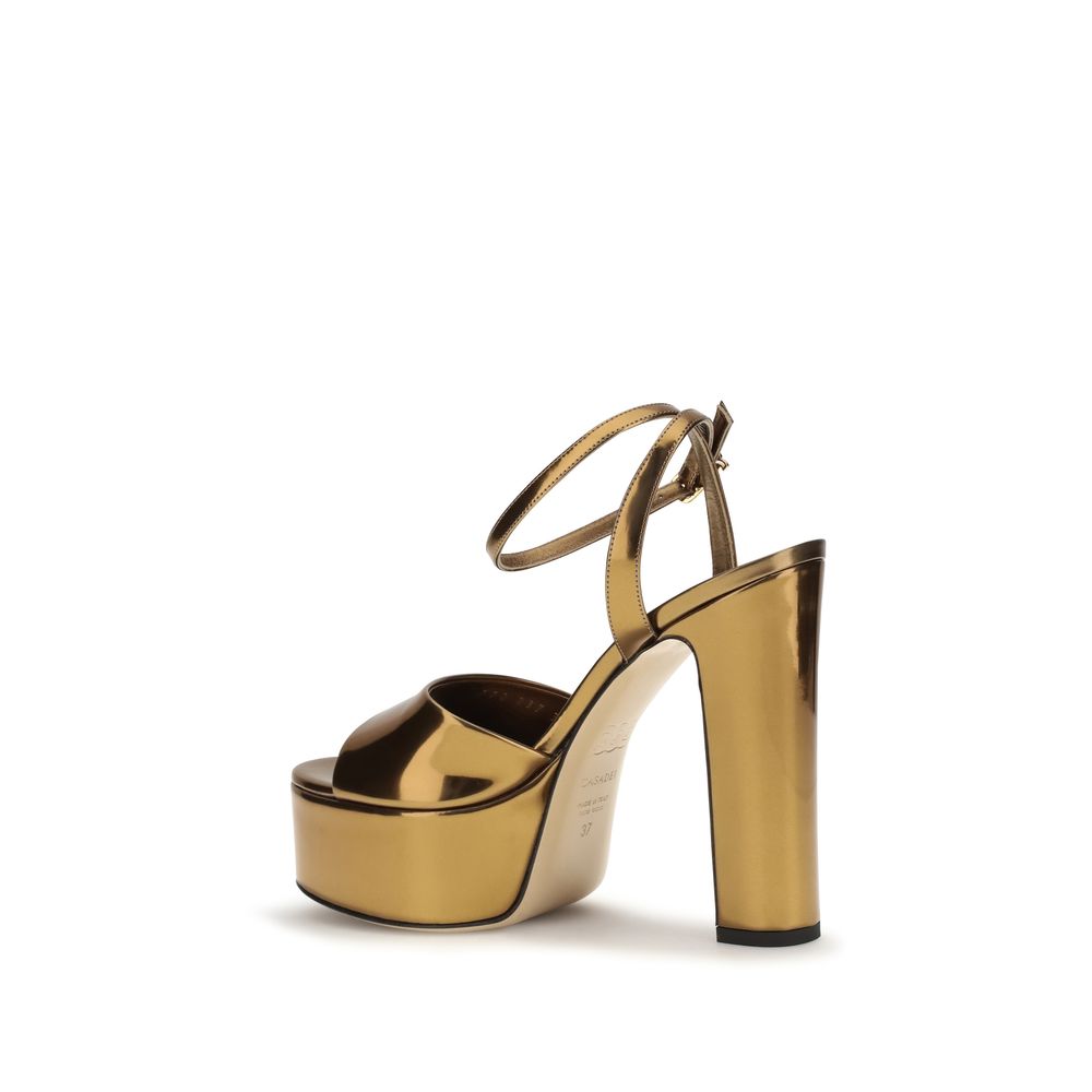 Casadei Plateau-Sandalen aus goldenem Polyester