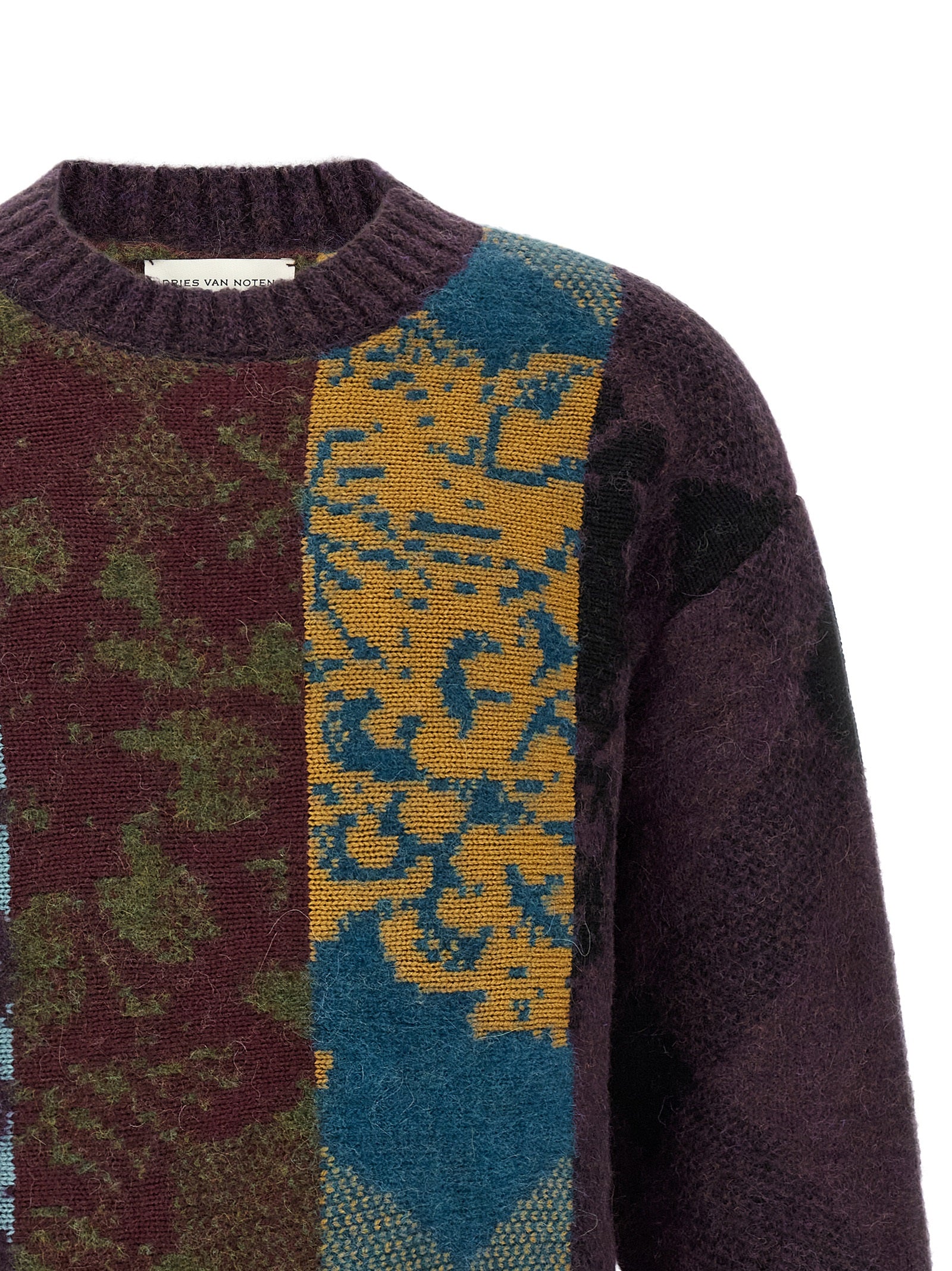 Dries Van Noten Mehrfarbige Wollstrickjacke