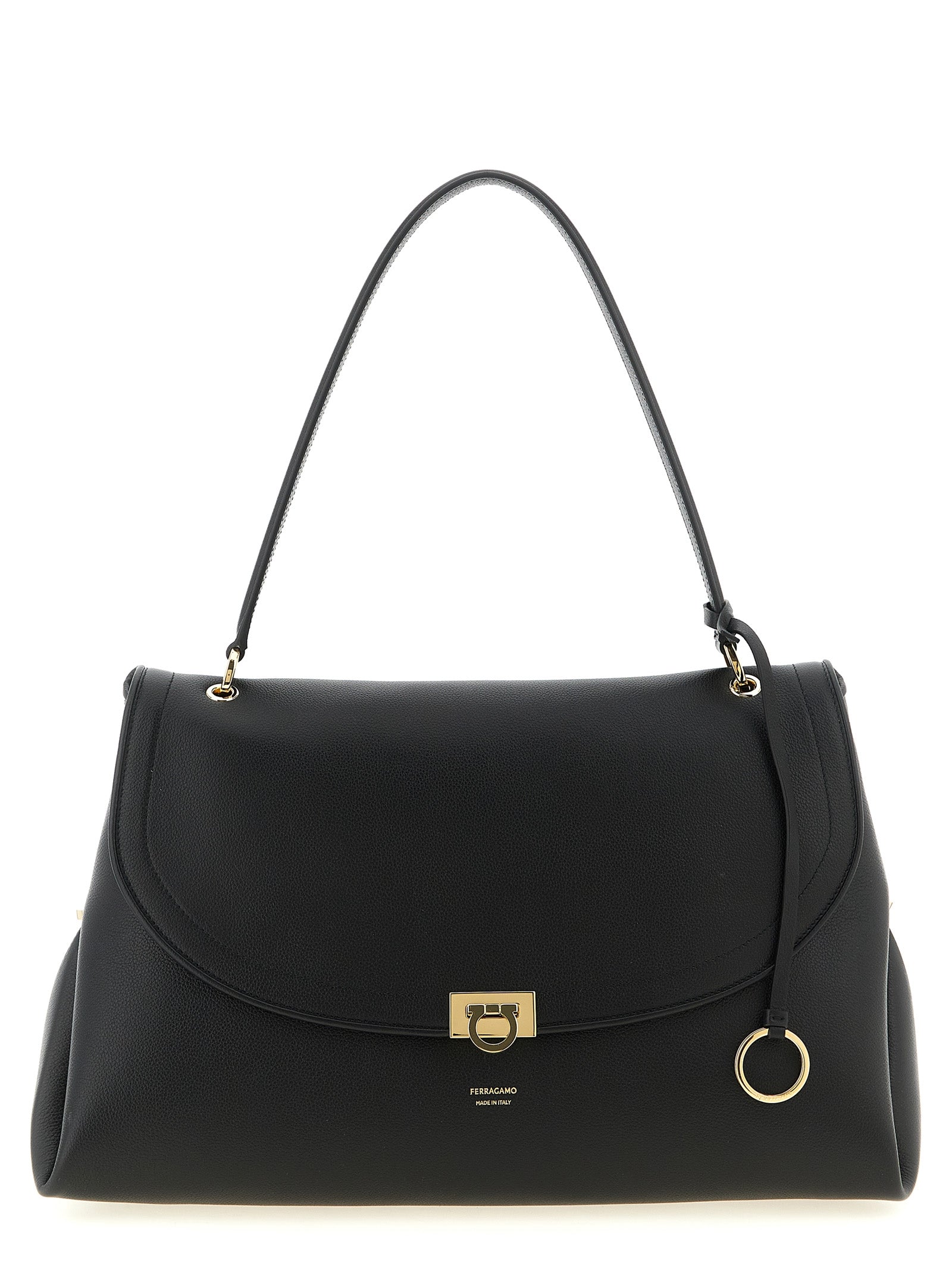 Ferragamo Schwarze Kalbsleder-Schultertasche