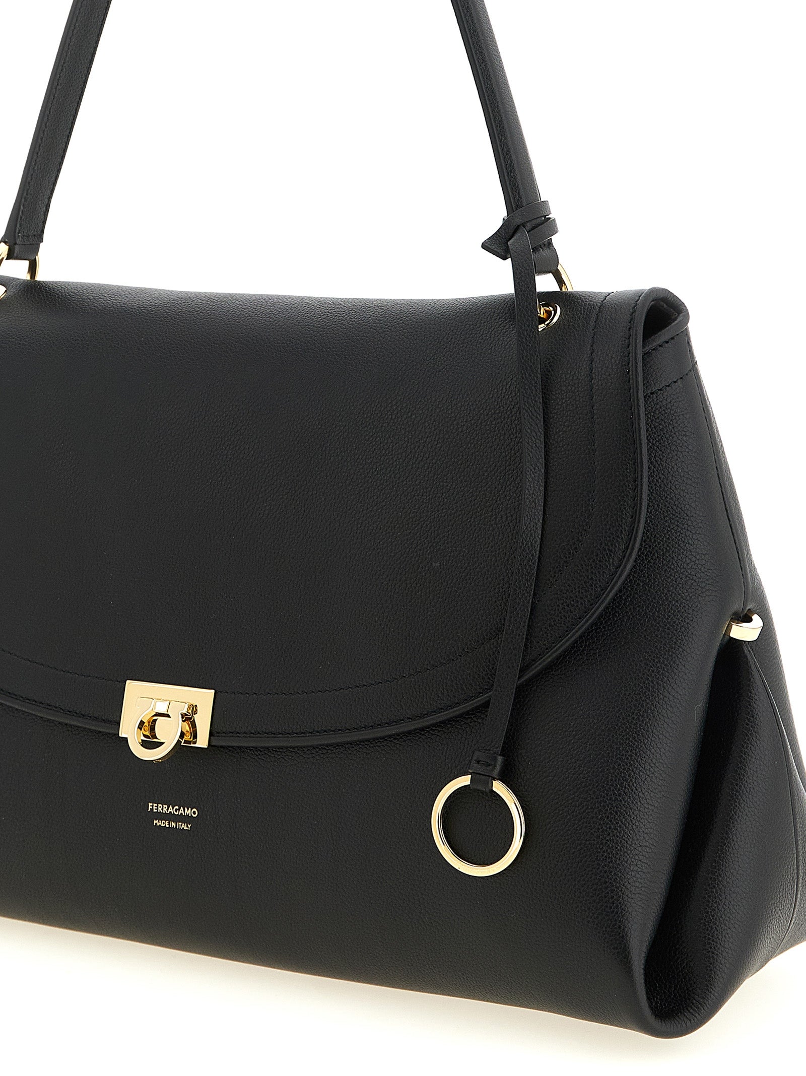 Ferragamo Schwarze Kalbsleder-Schultertasche