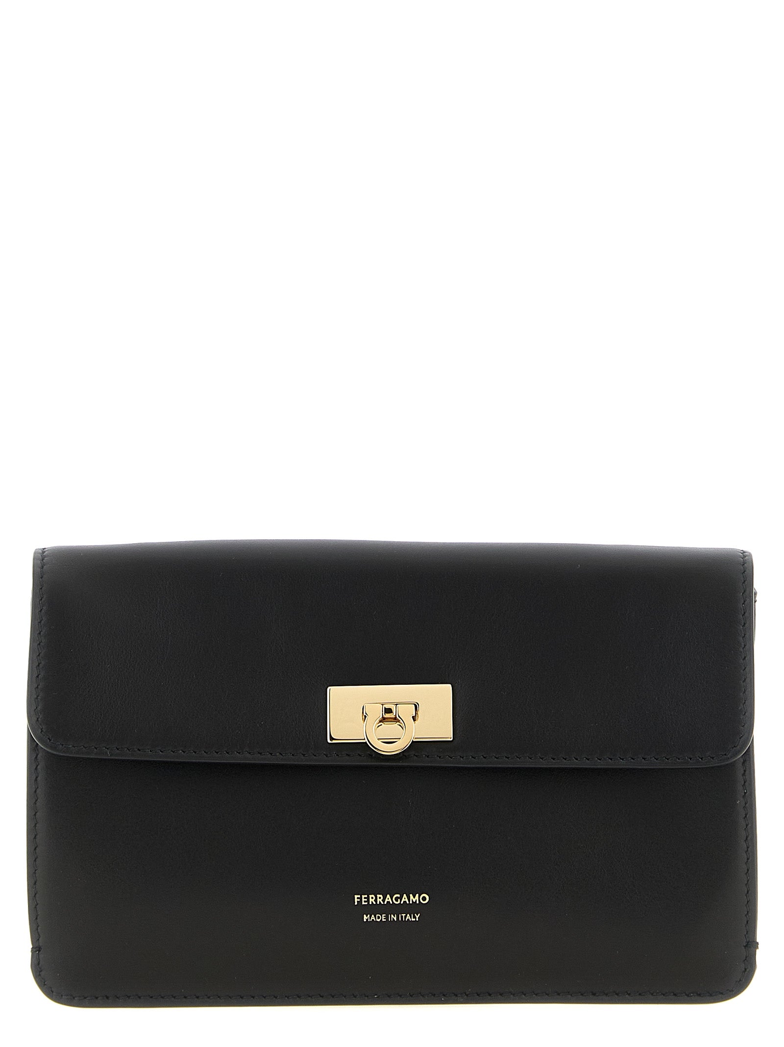 Ferragamo Schwarze Kalbsleder-Clutch