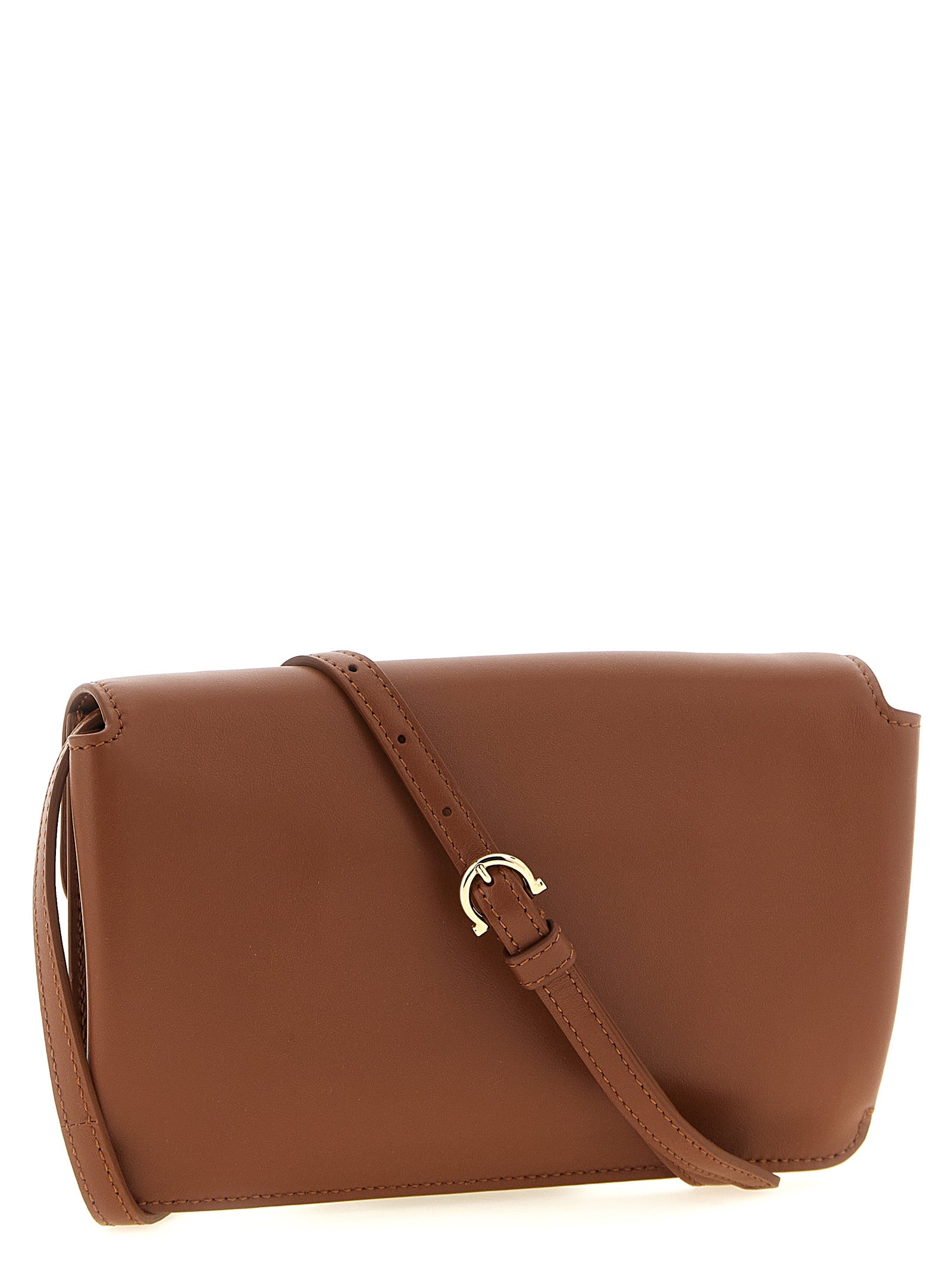 Ferragamo Braune Kalbsleder-Clutch