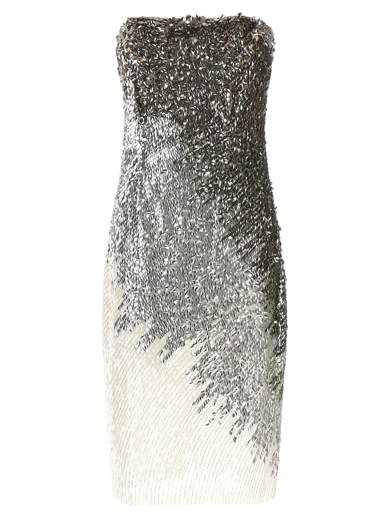 Elisabetta Franchi Midi-Kleid aus silbernem Polyamid