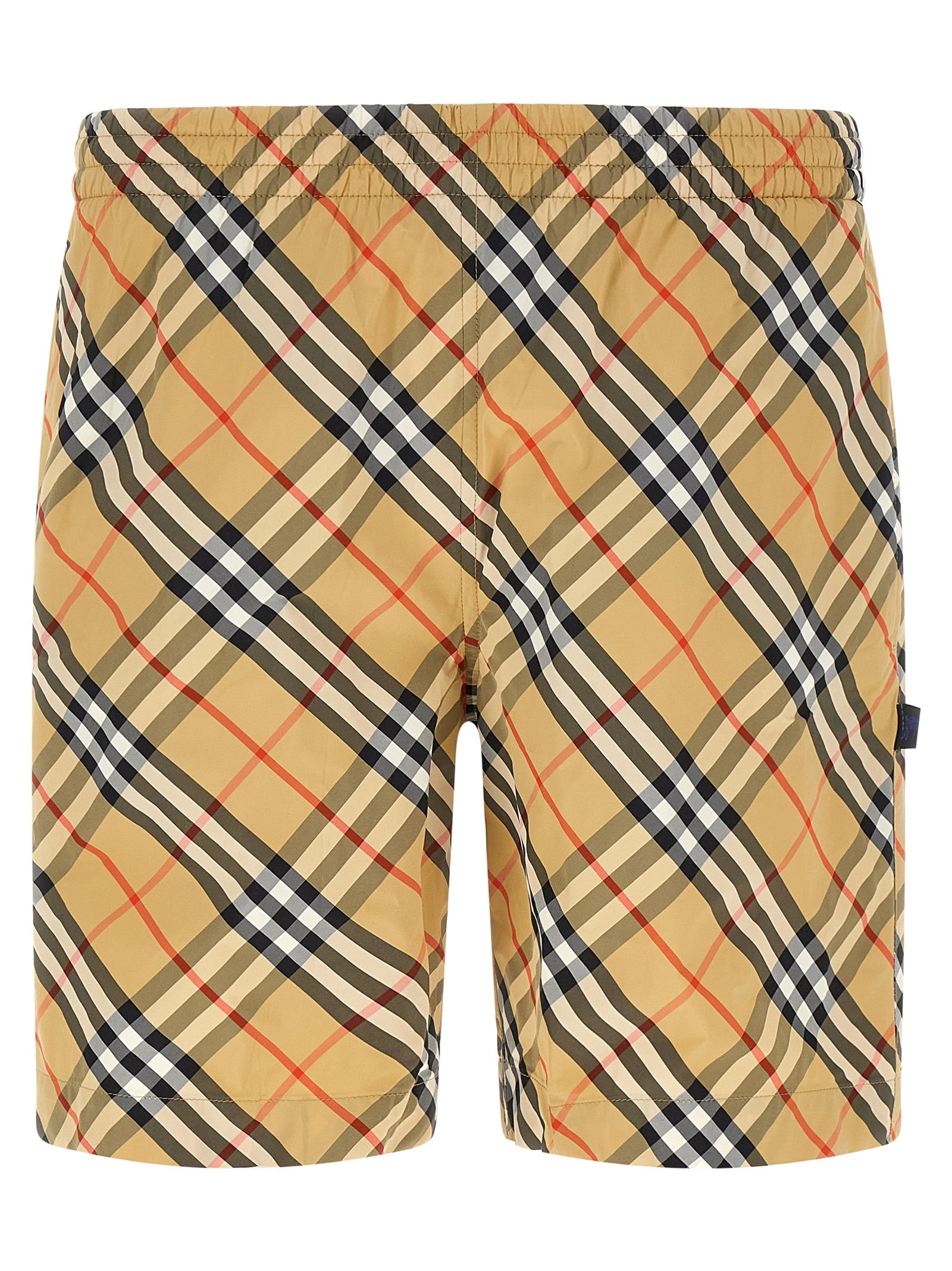 Burberry Beigefarbene Badeshorts aus Polyamid