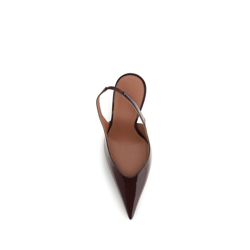 Amina Muaddi Pumps aus bordeauxfarbenem Kalbsleder Bos Taurus