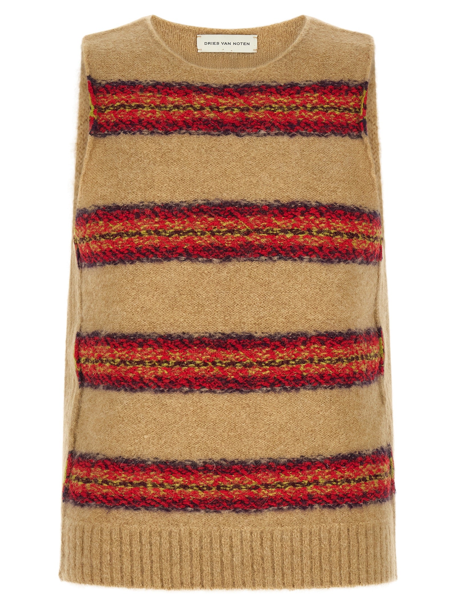 Dries Van Noten Ärmelloser Pullover aus beigem Wollgemisch