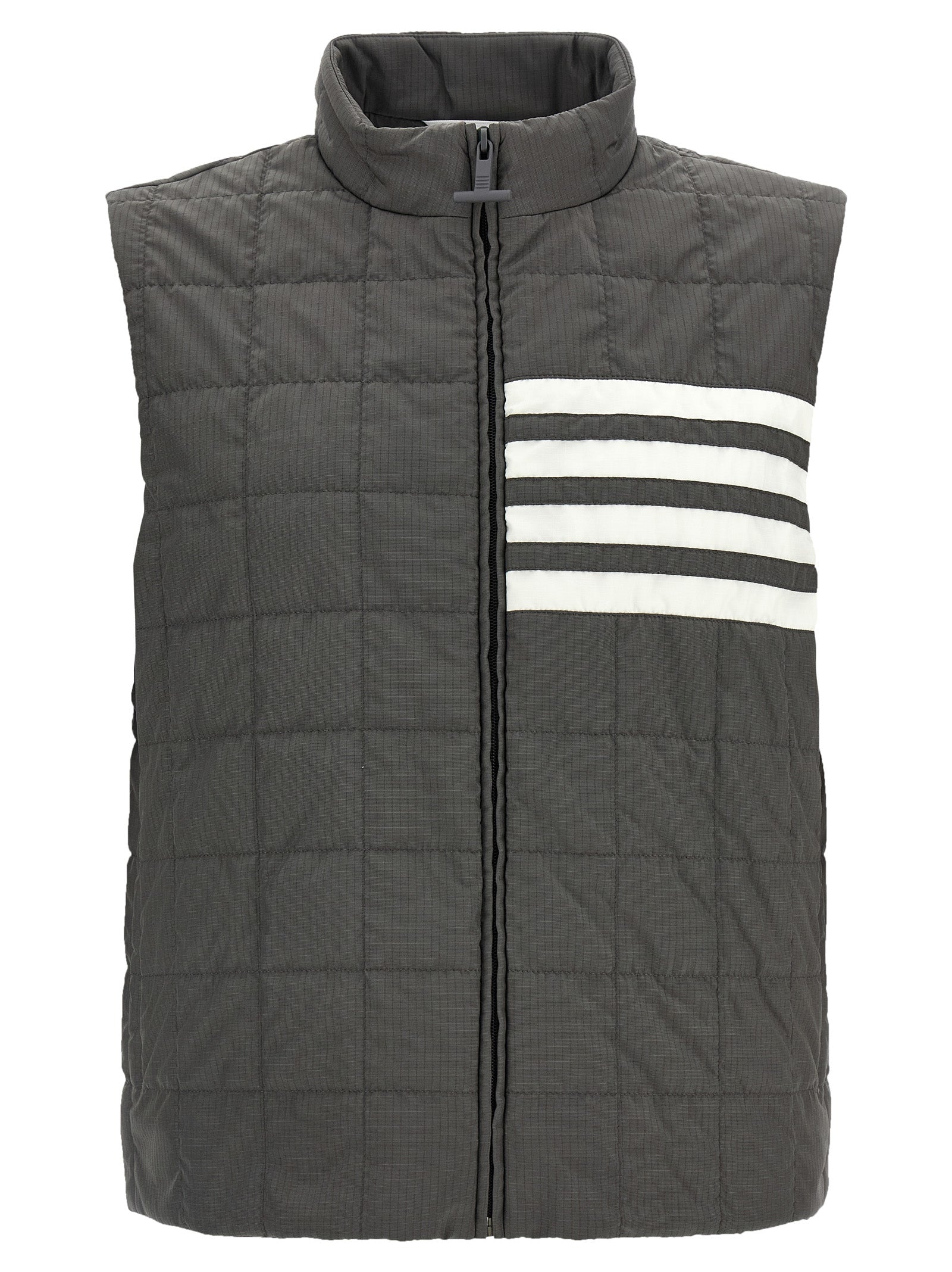 Thom Browne Graue ärmellose Jacke aus Polyamid