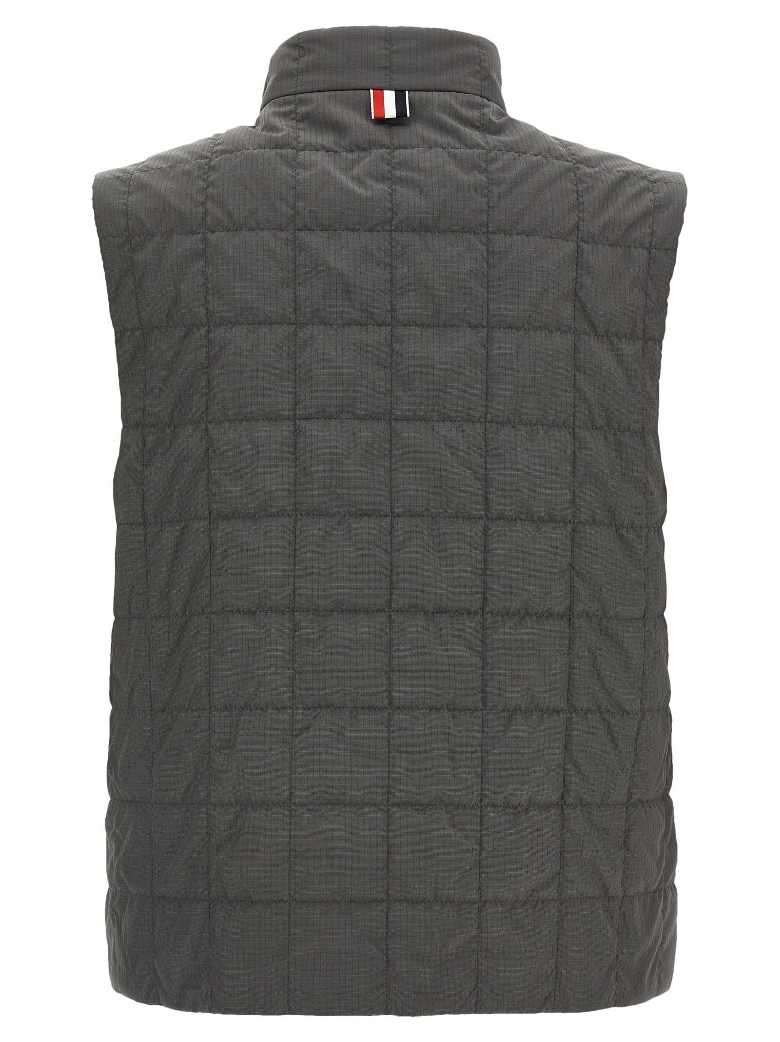 Thom Browne Graue ärmellose Jacke aus Polyamid