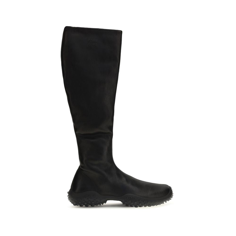 Miu Miu Schwarze Lammleder-Stiefeletten Ovis Aries