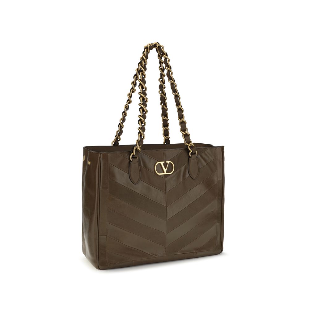 Valentino Garavani Braune Kalbsleder Bos Taurus Schultertasche
