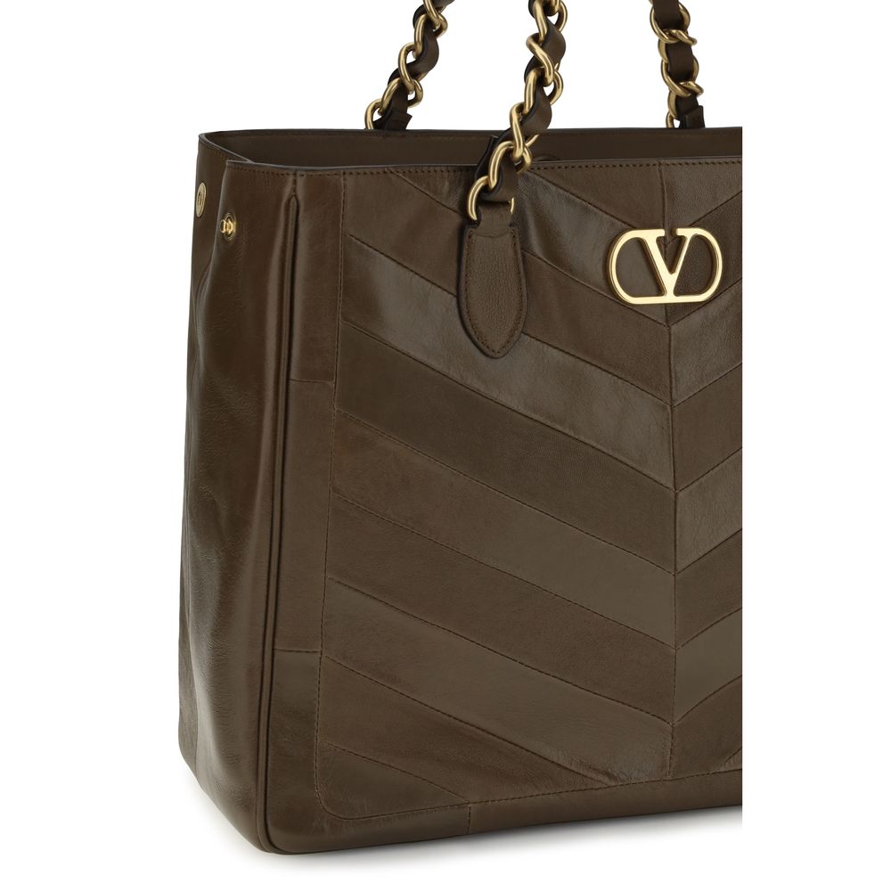 Valentino Garavani Braune Kalbsleder Bos Taurus Schultertasche