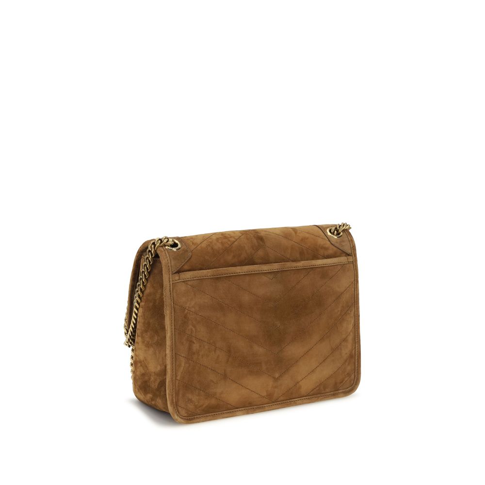 Saint Laurent Braune Kalbsleder-Tasche Bos Taurus