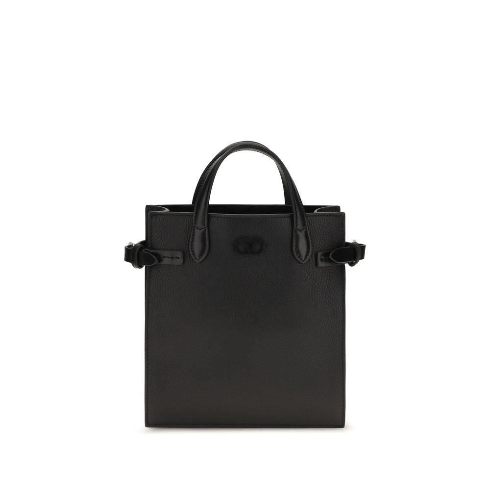 Valentino Garavani Schwarze Bos Taurus Kalbsleder Schultertasche