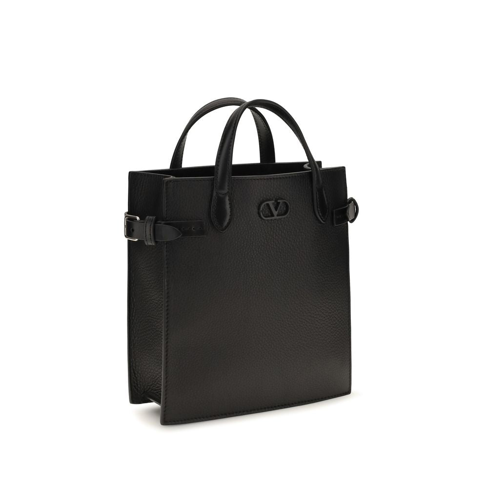 Valentino Garavani Schwarze Bos Taurus Kalbsleder Schultertasche