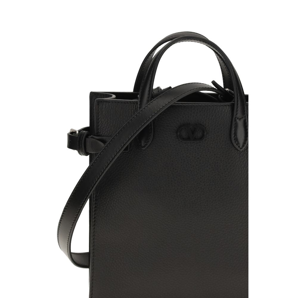 Valentino Garavani Schwarze Bos Taurus Kalbsleder Schultertasche