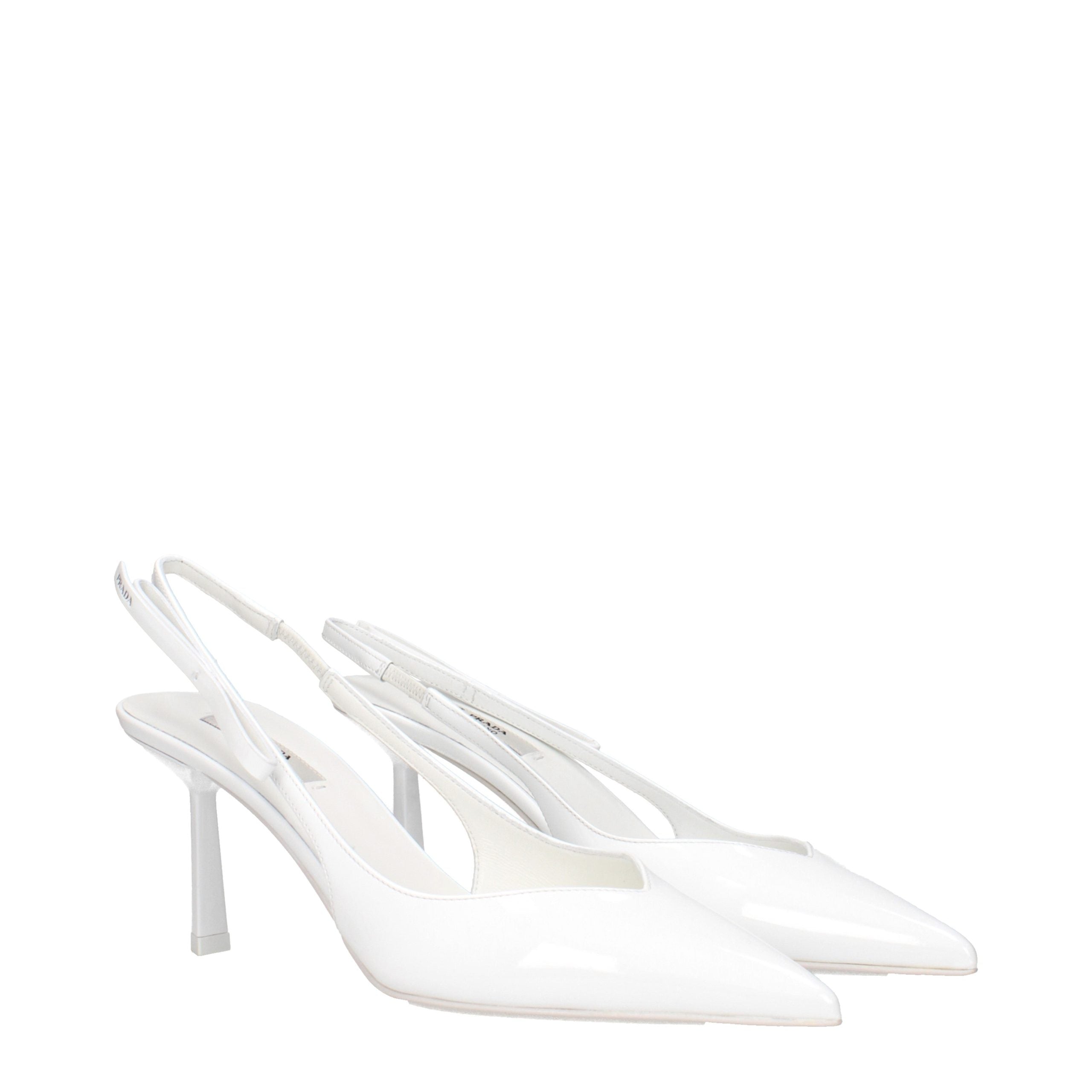 Prada Weiße Leder Pumps mit hohem Absatz