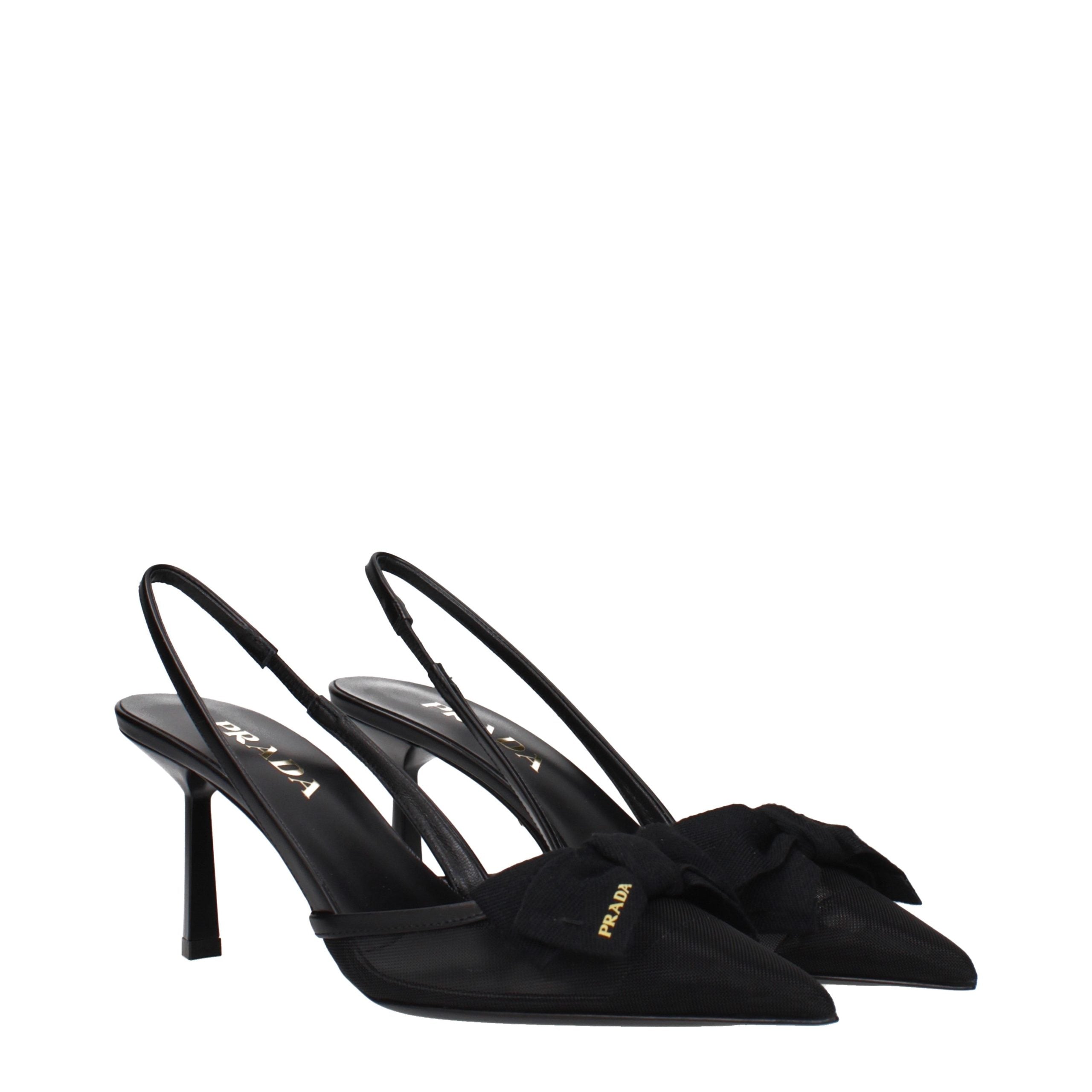 Prada Schwarze Pumps mit hohen Absätzen aus Fasern