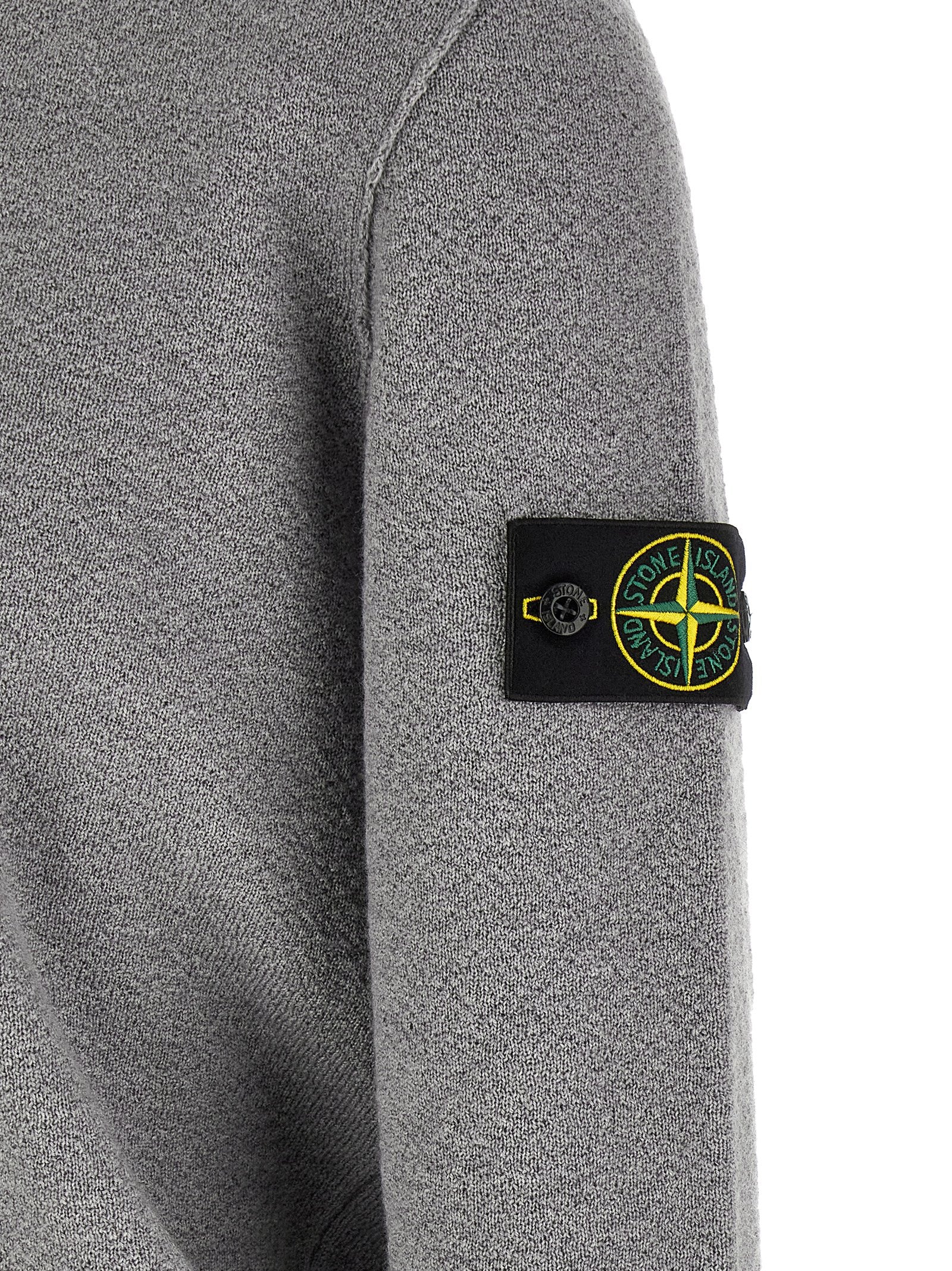 Stone Island Grauer Cardigan aus reiner Schurwolle