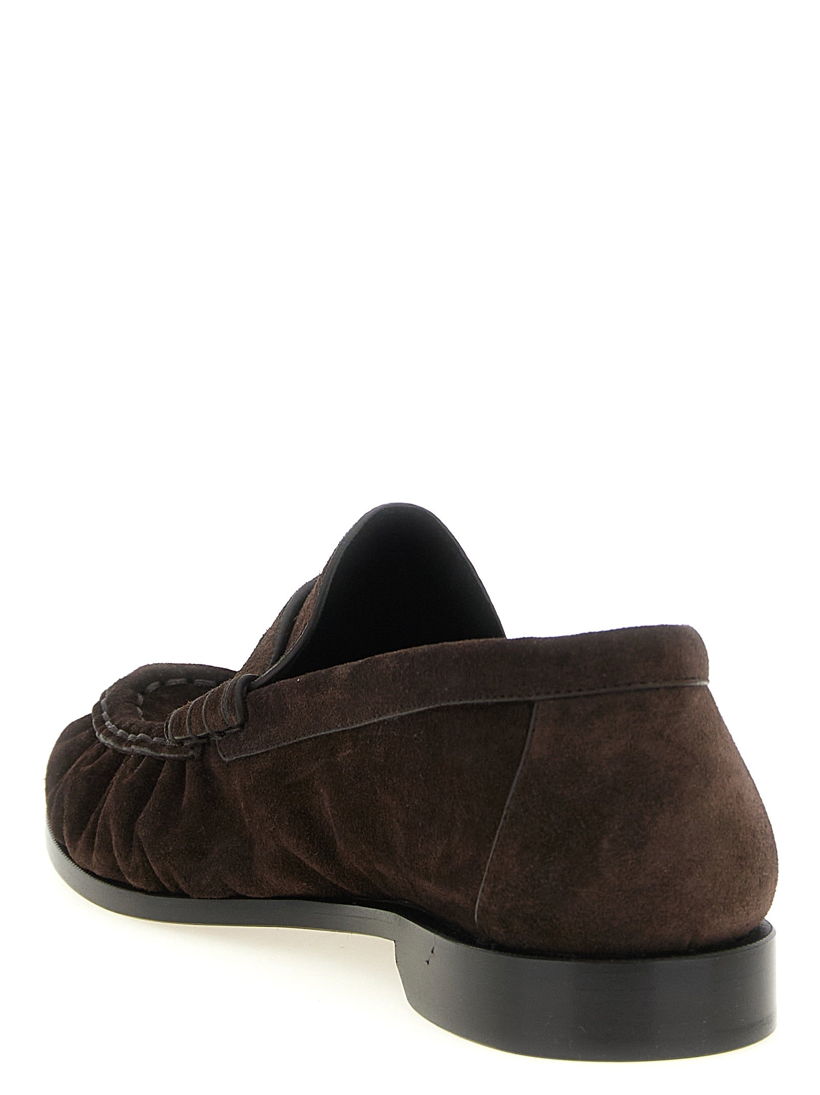 Saint Laurent Braune Kalbsleder-Slipper