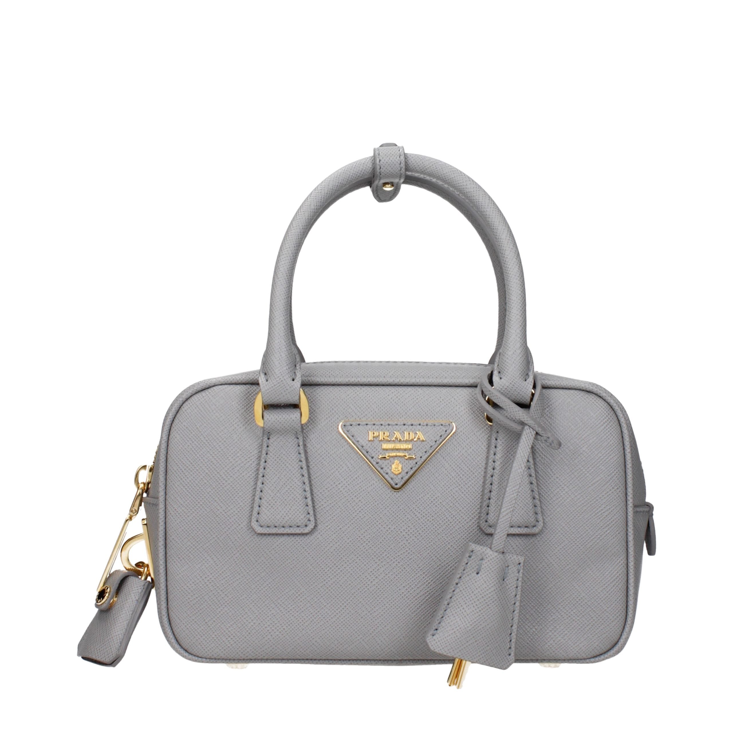 Prada Graue Lederhandtasche