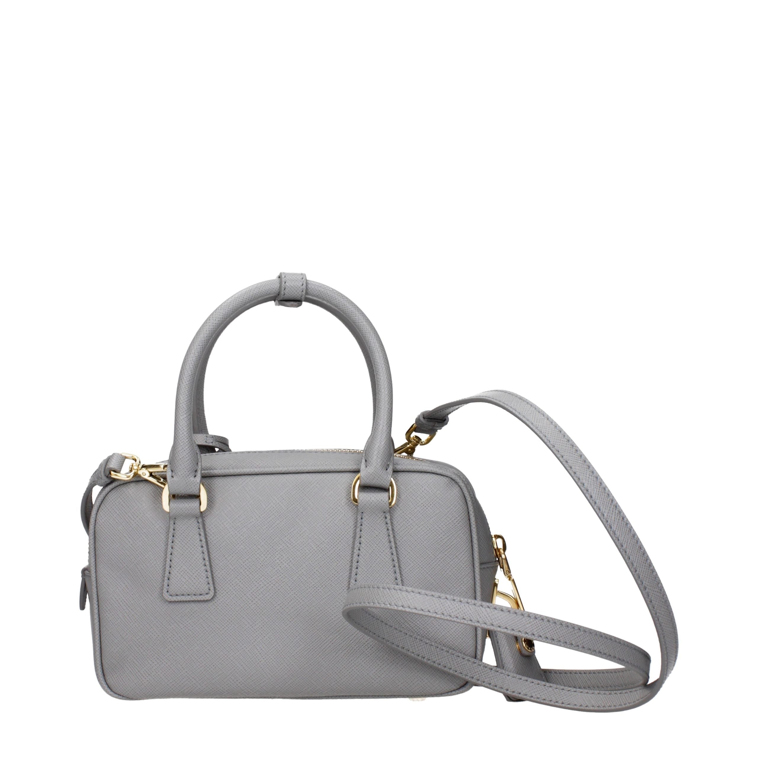 Prada Graue Lederhandtasche