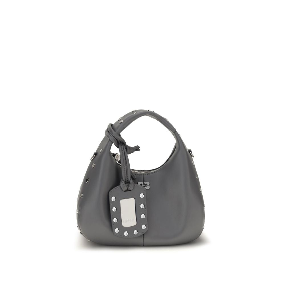 Ganni Graue Leder Schultertasche