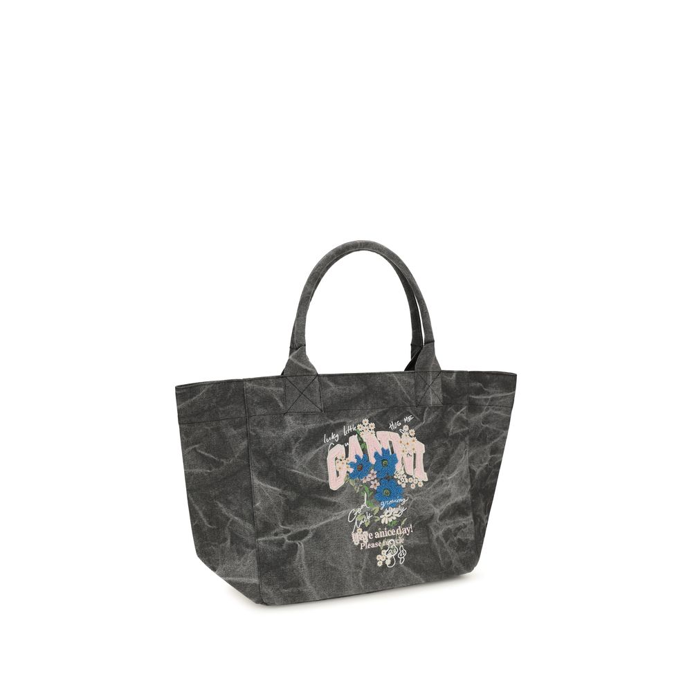 Ganni Graue Baumwoll-Schultertasche