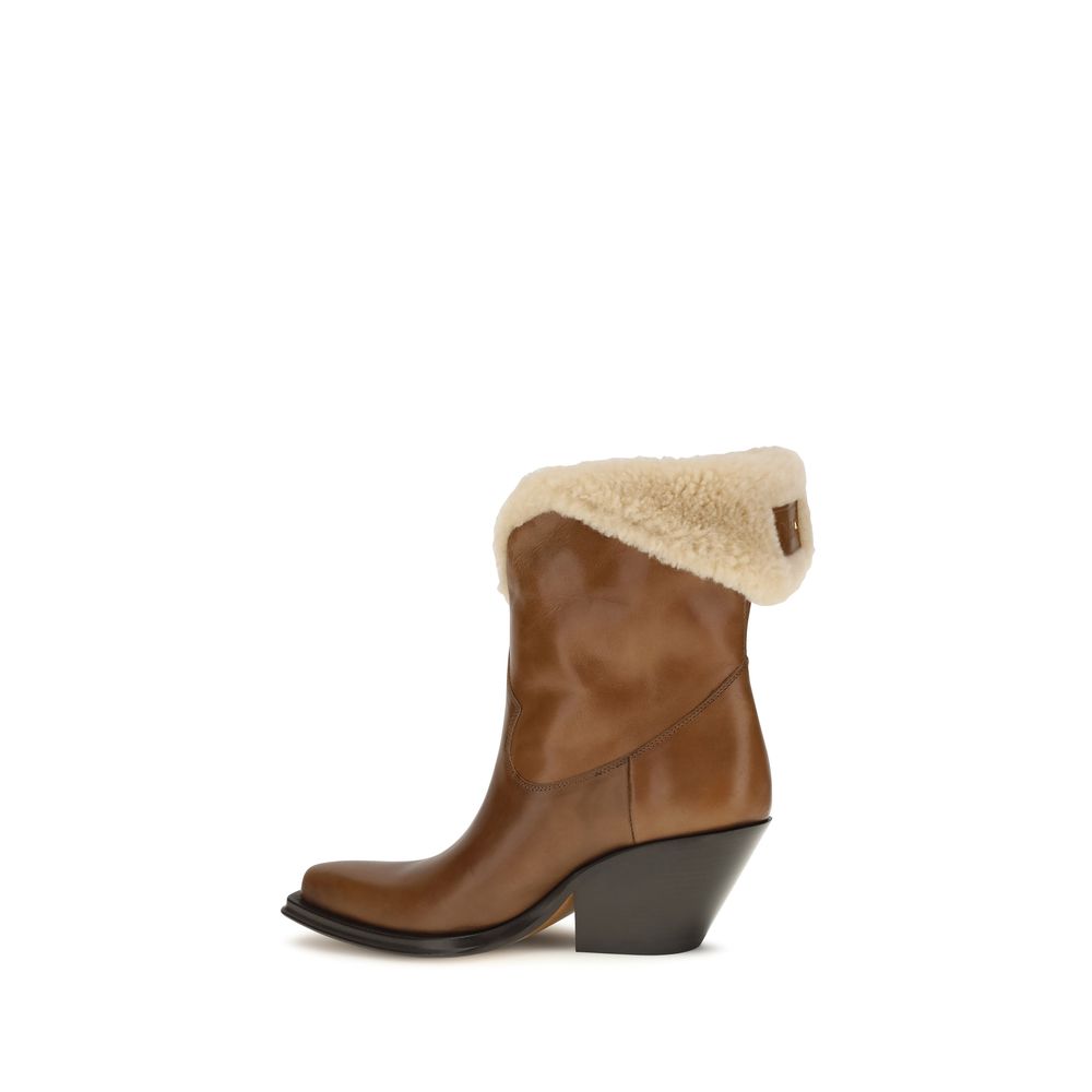 Chloé Braune Ankle Boots aus Kalbsleder Bos Taurus