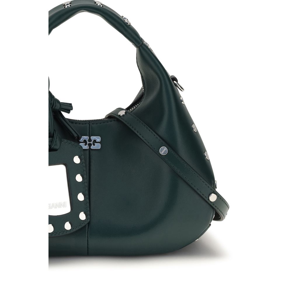 Ganni Schultertasche aus recyceltem Bicolor-Leder