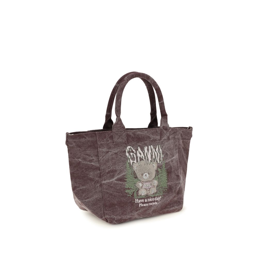 Ganni Schultertasche aus bordeauxfarbener Baumwolle