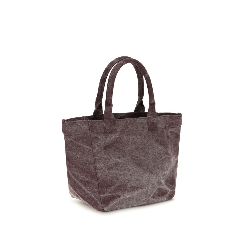 Ganni Schultertasche aus bordeauxfarbener Baumwolle