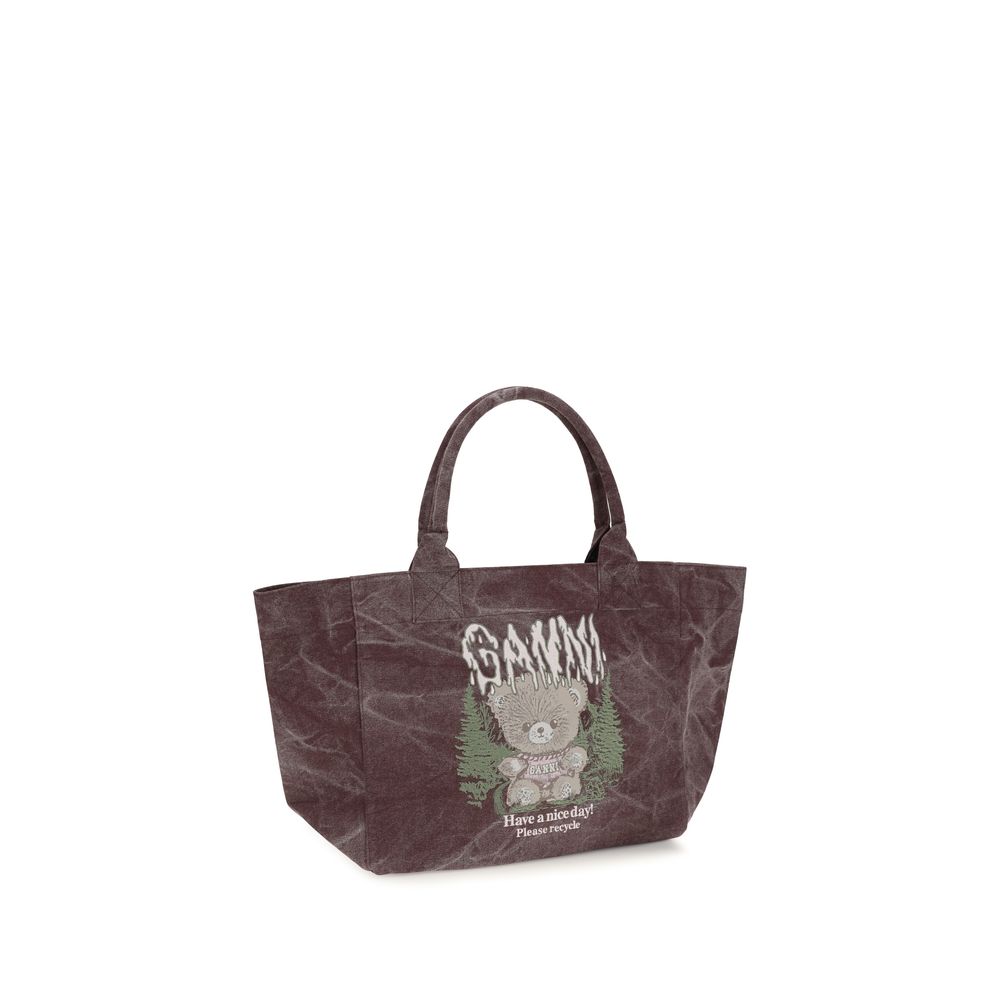 Ganni Schultertasche aus bordeauxfarbener Baumwolle
