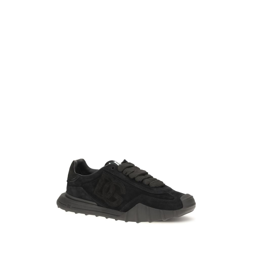 Dolce & Gabbana Schwarze Bos Taurus Kalbsleder Sneaker